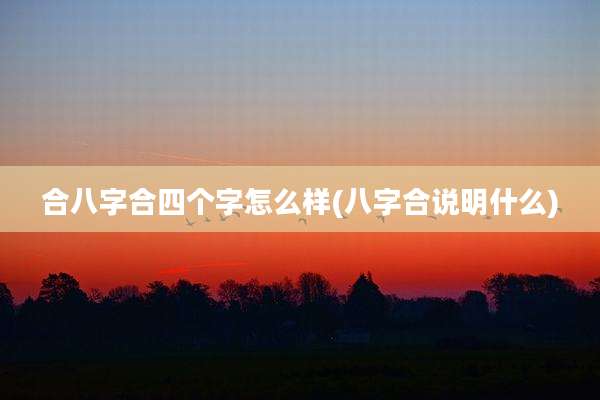 合八字合四个字怎么样(八字合说明什么)