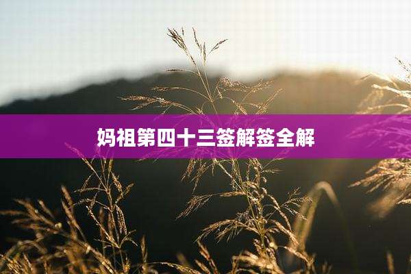 妈祖第四十三签解签全解