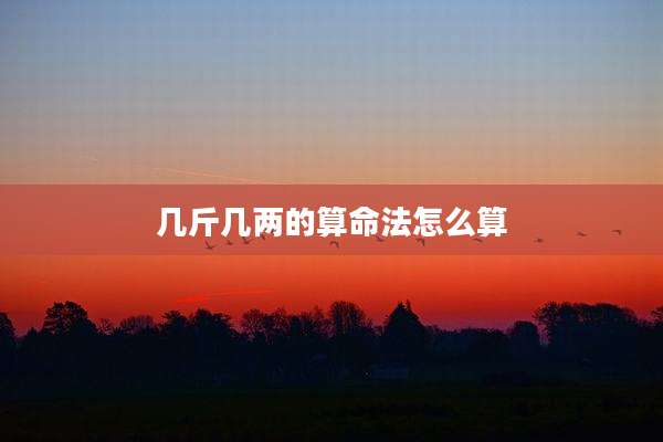 几斤几两的算命法怎么算