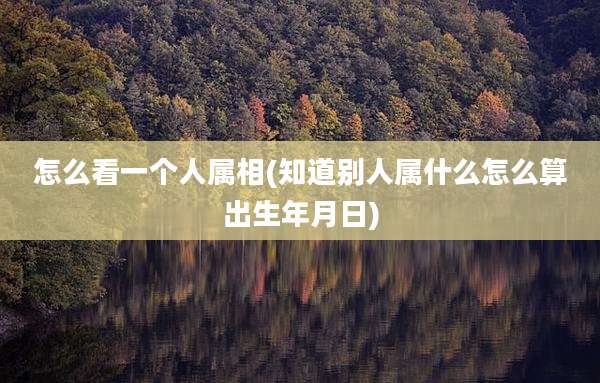 怎么看一个人属相(知道别人属什么怎么算出生年月日)