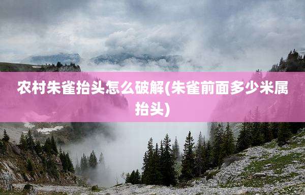 农村朱雀抬头怎么破解(朱雀前面多少米属抬头)