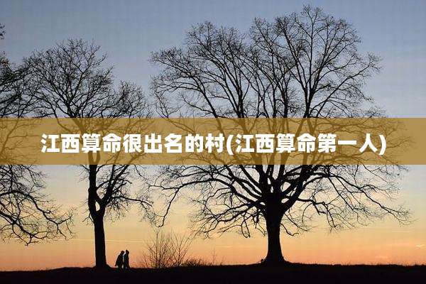 江西算命很出名的村(江西算命第一人)