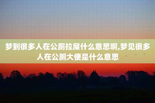 梦到很多人在公厕拉屎什么意思啊,梦见很多人在公厕大便是什么意思