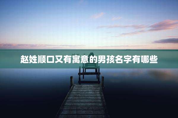 赵姓顺口又有寓意的男孩名字有哪些