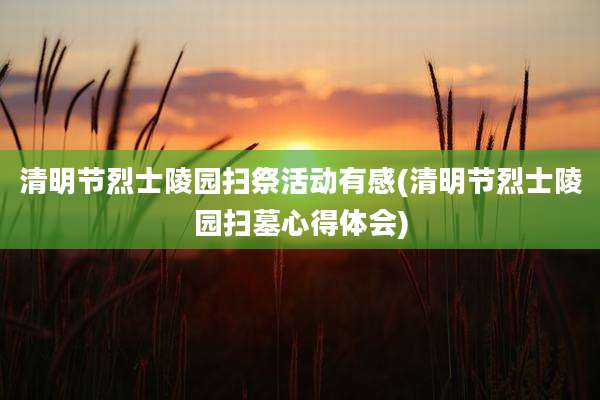 清明节烈士陵园扫祭活动有感(清明节烈士陵园扫墓心得体会)