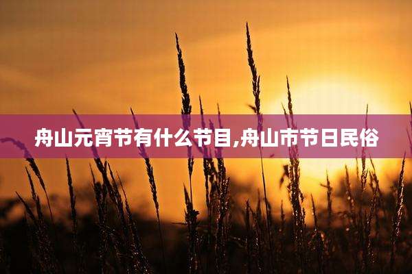 舟山元宵节有什么节目,舟山市节日民俗