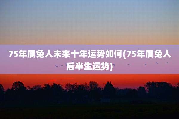 75年属兔人未来十年运势如何(75年属兔人后半生运势)