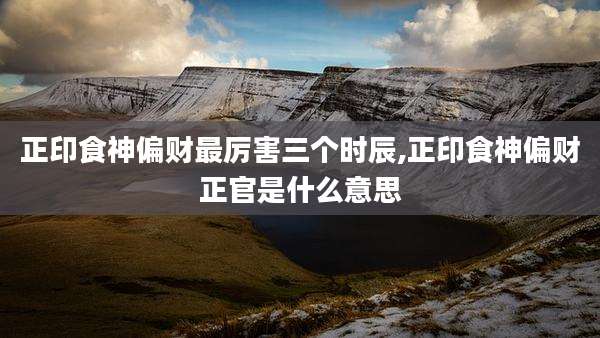 正印食神偏财最厉害三个时辰,正印食神偏财正官是什么意思