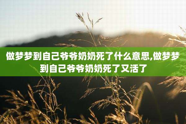 做梦梦到自己爷爷奶奶死了什么意思,做梦梦到自己爷爷奶奶死了又活了