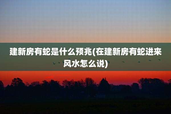 建新房有蛇是什么预兆(在建新房有蛇进来风水怎么说)