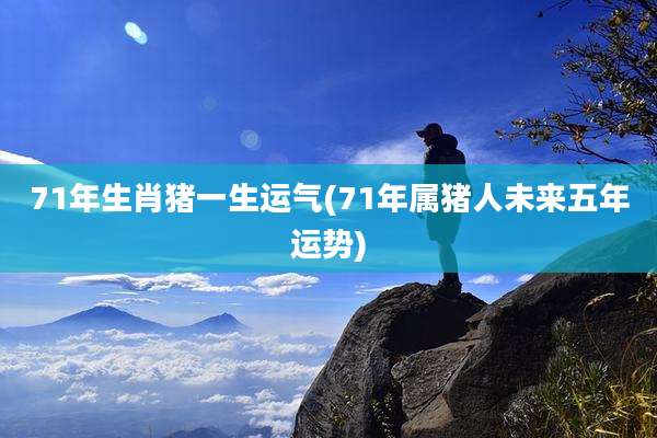 71年生肖猪一生运气(71年属猪人未来五年运势)