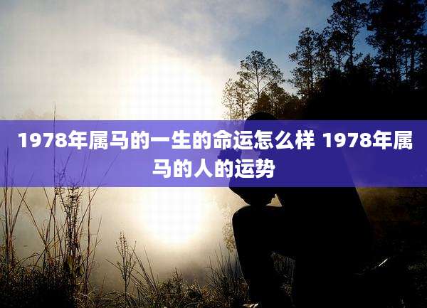 1978年属马的一生的命运怎么样 1978年属马的人的运势