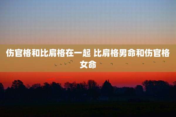 伤官格和比肩格在一起 比肩格男命和伤官格女命