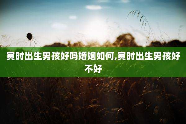 寅时出生男孩好吗婚姻如何,寅时出生男孩好不好