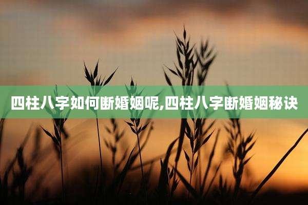 四柱八字如何断婚姻呢,四柱八字断婚姻秘诀