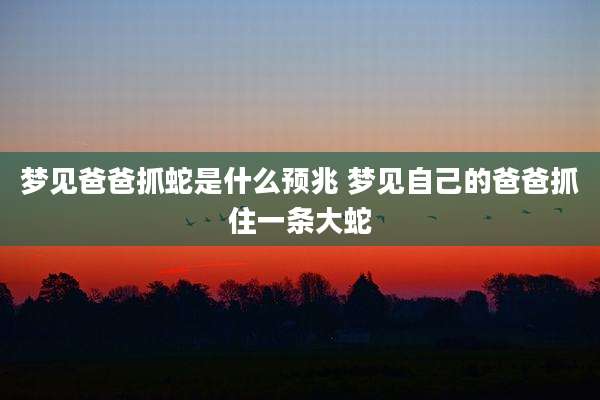梦见爸爸抓蛇是什么预兆 梦见自己的爸爸抓住一条大蛇