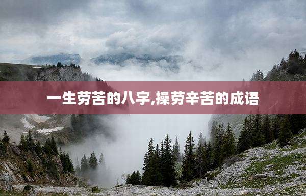 一生劳苦的八字,操劳辛苦的成语