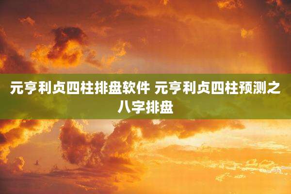 元亨利贞四柱排盘软件 元亨利贞四柱预测之八字排盘