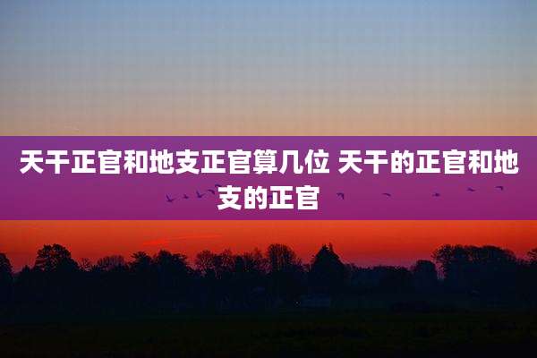 天干正官和地支正官算几位 天干的正官和地支的正官