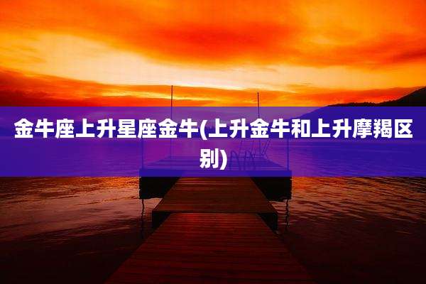 金牛座上升星座金牛(上升金牛和上升摩羯区别)