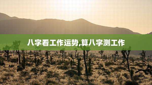八字看工作运势,算八字测工作