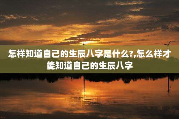 怎样知道自己的生辰八字是什么?,怎么样才能知道自己的生辰八字