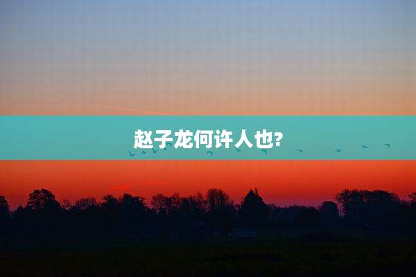 赵子龙何许人也?