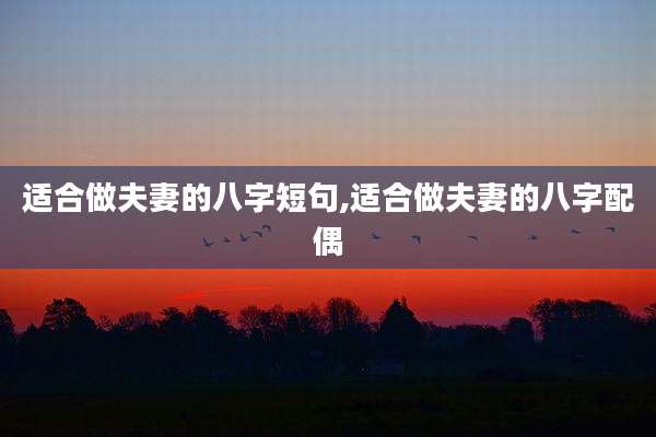 适合做夫妻的八字短句,适合做夫妻的八字配偶