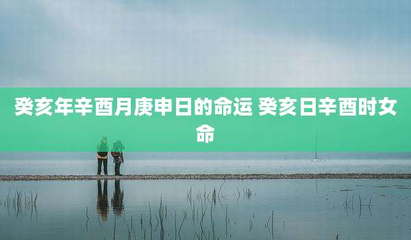 癸亥年辛酉月庚申日的命运 癸亥日辛酉时女命