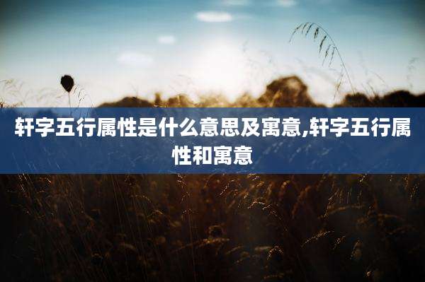 轩字五行属性是什么意思及寓意,轩字五行属性和寓意
