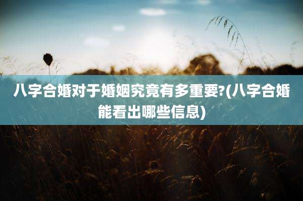 八字合婚对于婚姻究竟有多重要?(八字合婚能看出哪些信息)