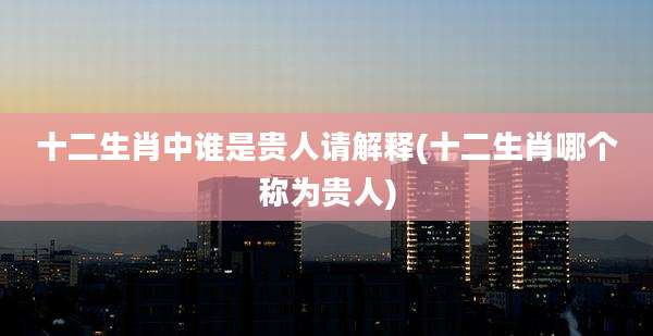 十二生肖中谁是贵人请解释(十二生肖哪个称为贵人)