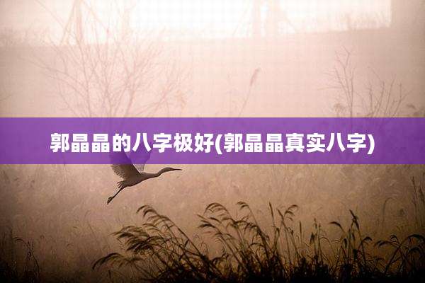 郭晶晶的八字极好(郭晶晶真实八字)