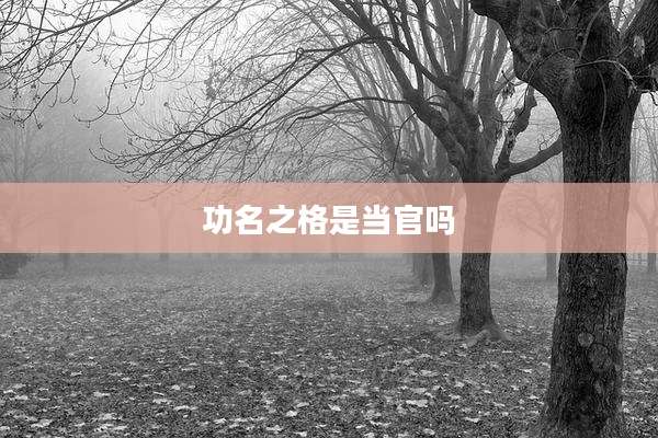 功名之格是当官吗