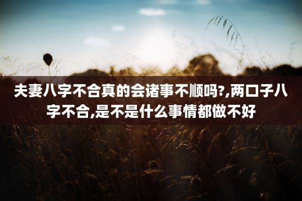夫妻八字不合真的会诸事不顺吗?,两口子八字不合,是不是什么事情都做不好