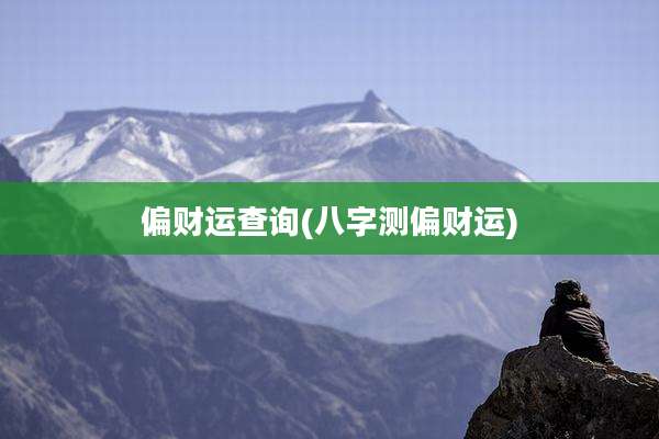 偏财运查询(八字测偏财运)