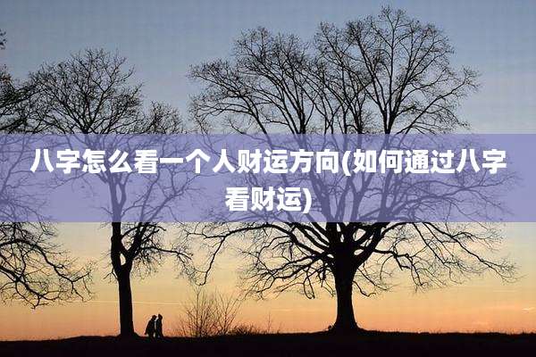 八字怎么看一个人财运方向(如何通过八字看财运)