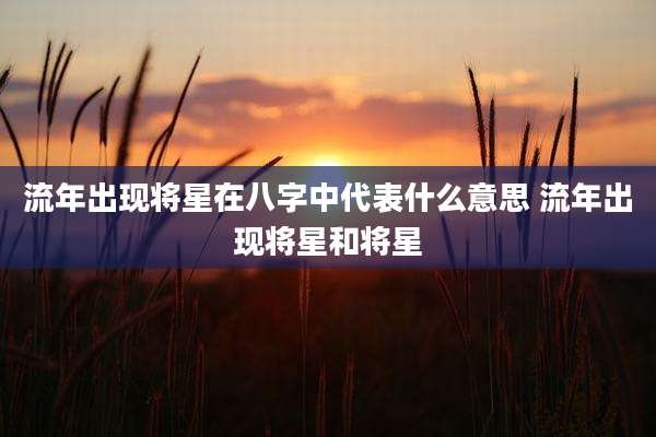 流年出现将星在八字中代表什么意思 流年出现将星和将星