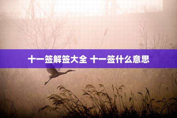 十一签解签大全 十一签什么意思