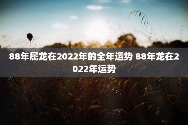 88年属龙在2022年的全年运势 88年龙在2022年运势