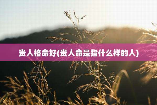 贵人格命好(贵人命是指什么样的人)