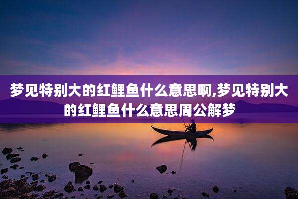 梦见特别大的红鲤鱼什么意思啊,梦见特别大的红鲤鱼什么意思周公解梦