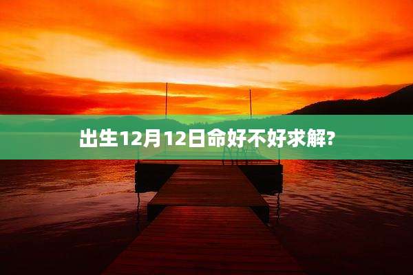 出生12月12日命好不好求解?