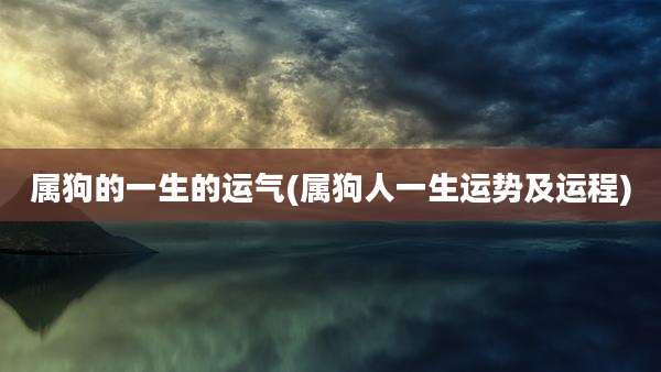 属狗的一生的运气(属狗人一生运势及运程)