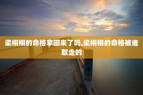 梁栩栩的命格拿回来了吗,梁栩栩的命格被谁取走的