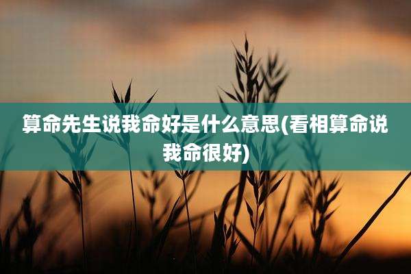 算命先生说我命好是什么意思(看相算命说我命很好)