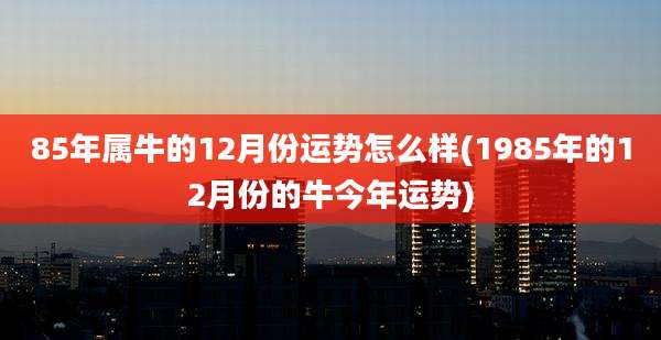 85年属牛的12月份运势怎么样(1985年的12月份的牛今年运势)