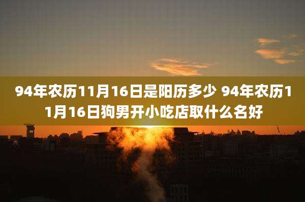 94年农历11月16日是阳历多少 94年农历11月16日狗男开小吃店取什么名好
