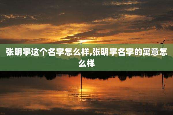 张明宇这个名字怎么样,张明宇名字的寓意怎么样