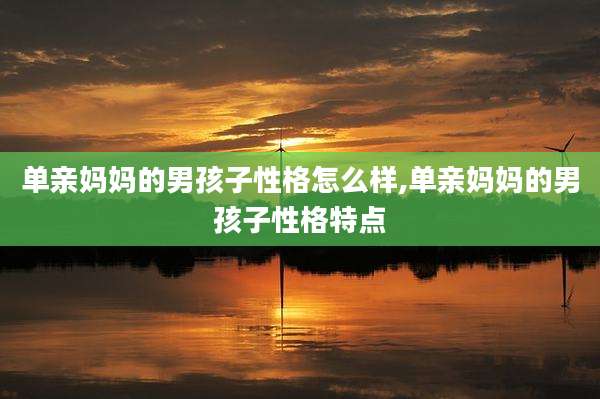 单亲妈妈的男孩子性格怎么样,单亲妈妈的男孩子性格特点